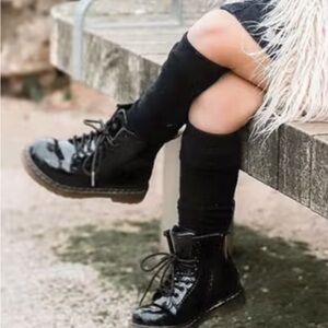 Dr. Martens Kids Black Patent Leather Lace-Up Boots